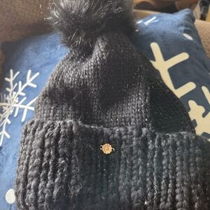 Cozy Black Knit Pom-Pom Hat for Kids